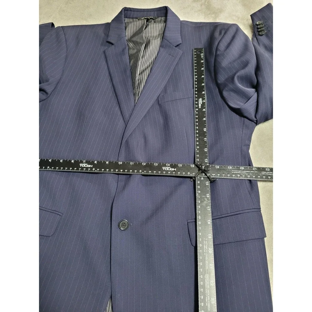 Banana Republic Suit Jacket Mens 48R Blue Pinstripe Wool Slim Fit 2 Button